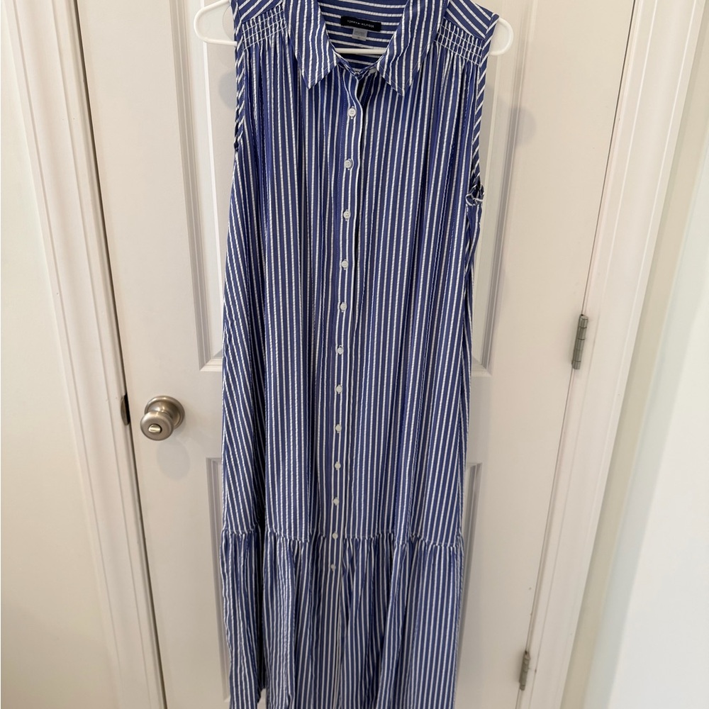 Tommy Hilfiger Blue and White Striped Maxi Dress